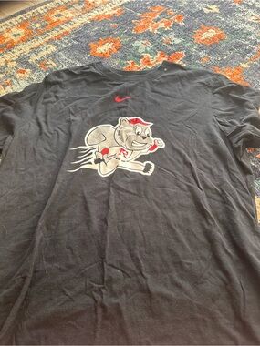 Nike Men’s Black T-Shirt with Red and White Running Mascot